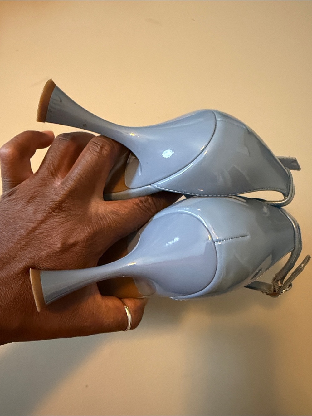 Marc Fisher Powder Blue Square-Toe Ankle-Strap Stilettos - Picture 10 of 13